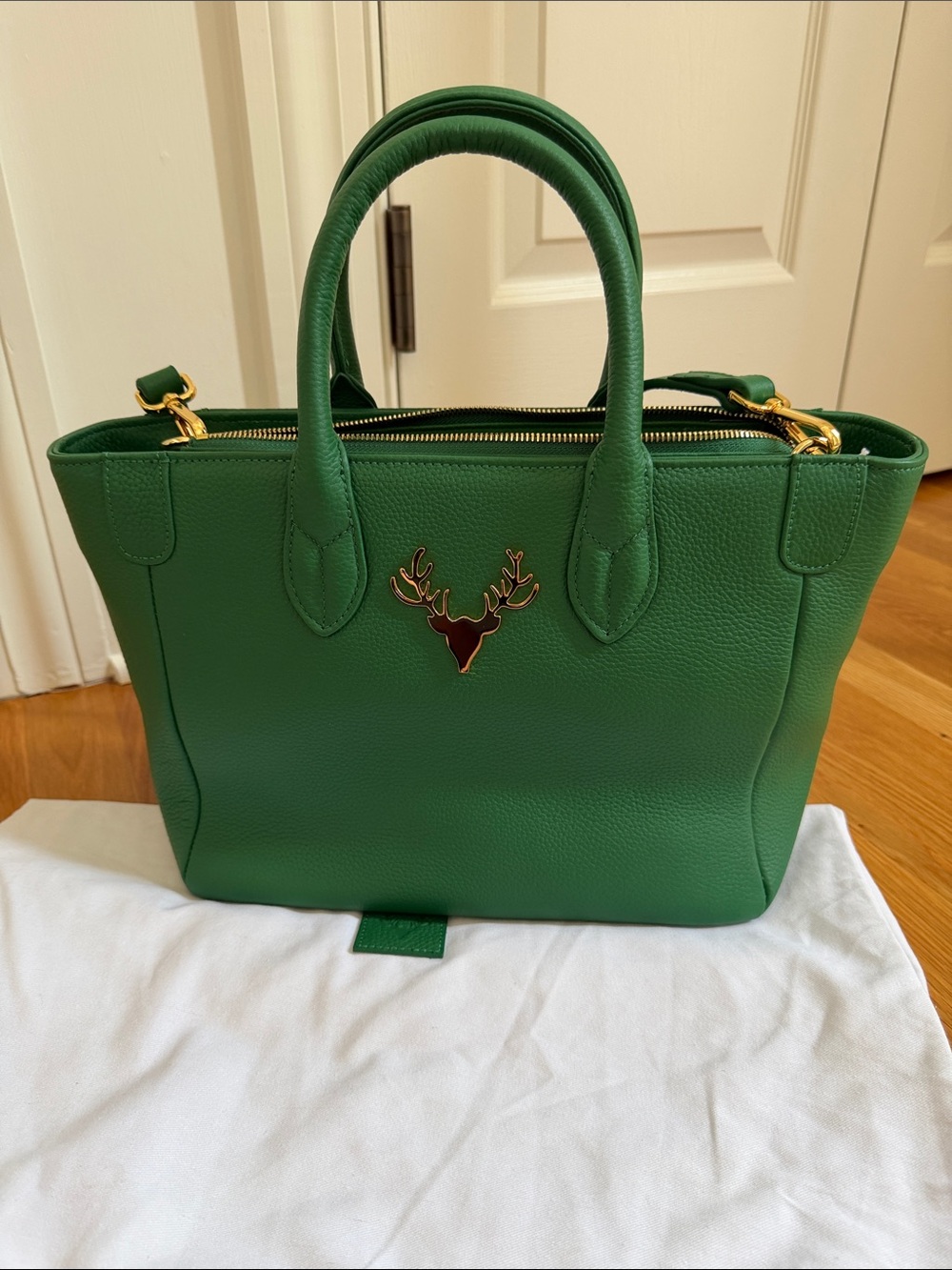 NWT Taxidermy Green Leather Tote Bag
